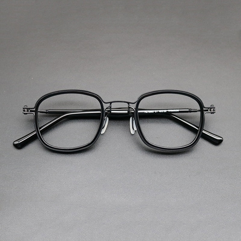 Gatenac Unisex Full Rim Round Titanium Acetate Frame Eyeglasses Gxyj667 Full Rim Gatenac Black  