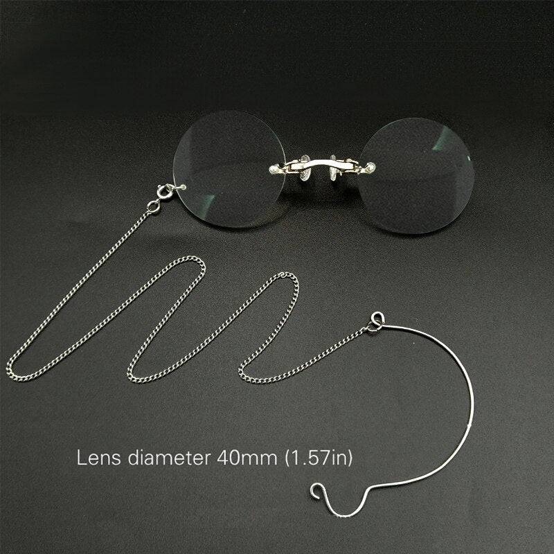 Unisex Round Opera Glasses | Silver Nose Clip & Chain – FuzWeb