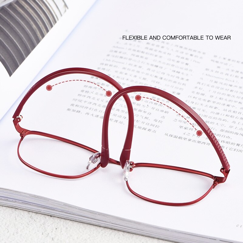 Gmei Women's Eyeglasses Alloy Glasses Frame Flexible Tr Temples 3569 Full Rim Gmei Optical   