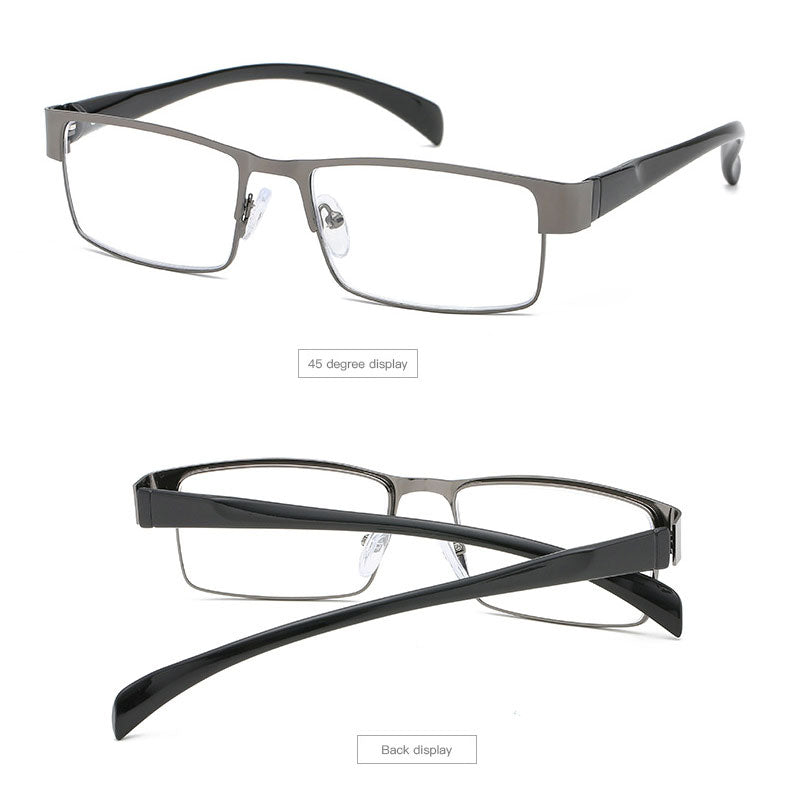 Hotony Men's Full Rim Rectangle Alloy Frame Reading Glasses R89868 Reading Glasses Hotony   