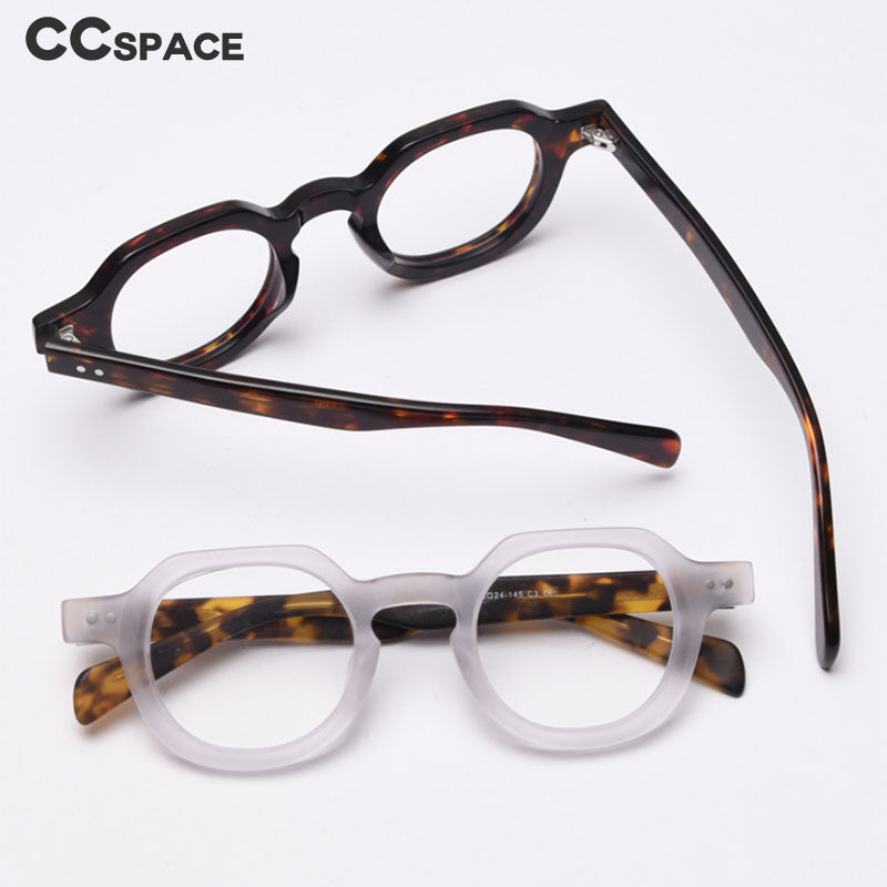 CCspace Unisex Full Rim Round Acetate Frame Eyeglasses 49875 Full Rim CCspace   