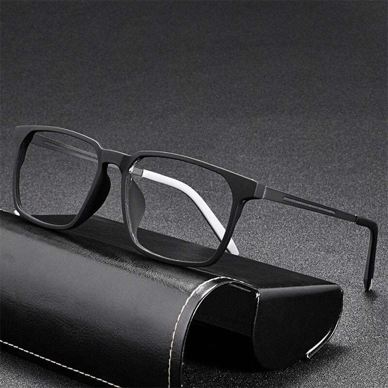 Hdcrafter Men's Full Rim Square Tr 90 Titanium Frame Eyeglasses 1601 Full Rim Hdcrafter Eyeglasses   