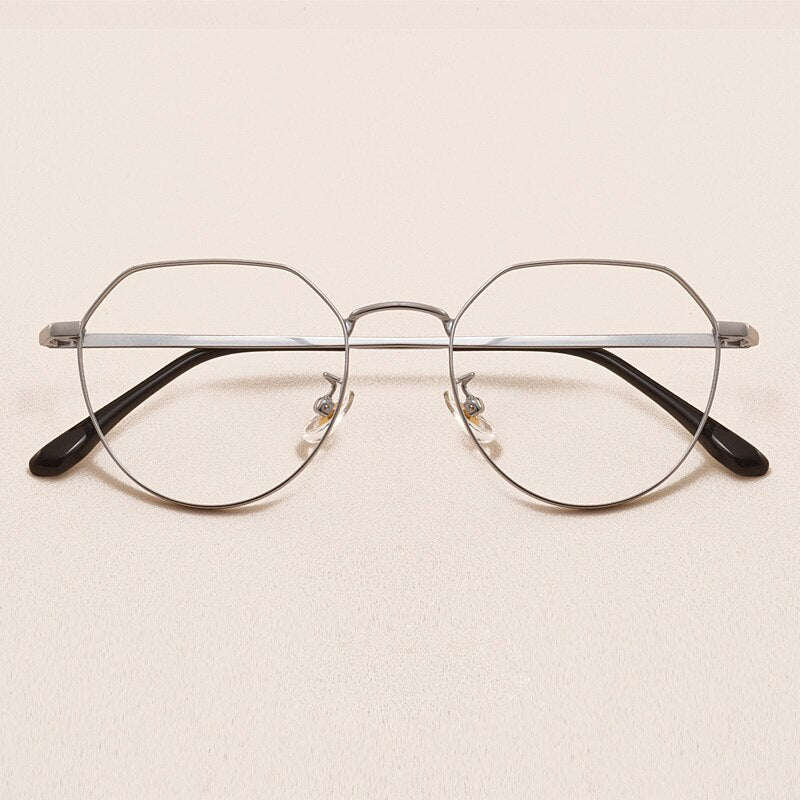 Muzz Unisex Full Rim Diamond Square Titanium Frame Eyeglasses 2019 Full Rim Muzz Silver  