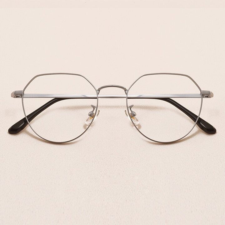 Muzz Unisex Full Rim Diamond Square Titanium Frame Eyeglasses 2019 Full Rim Muzz Silver  