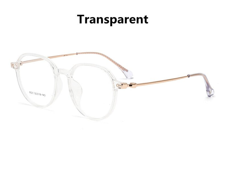 KatKani Women's Full Rim Round Frame Resin Plated Alloy Frame Eyeglasses 8521yf Full Rim KatKani Eyeglasses   
