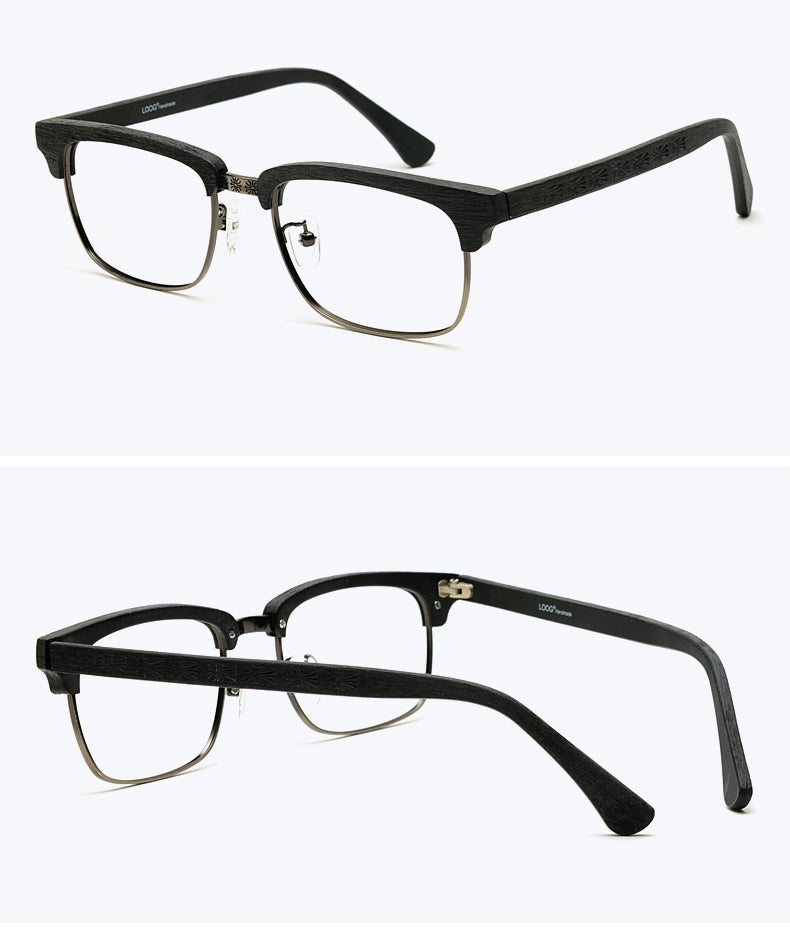 Hdcrafter Men's Full Rim Square Wood Titanium Frame Eyeglasses Ta12321 Full Rim Hdcrafter Eyeglasses   