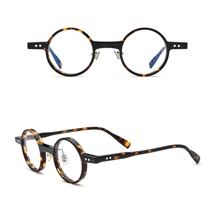Gatenac Unisex Full Rim Round Acetate Frame Eyeglasses Gxyj712 Full Rim Gatenac   