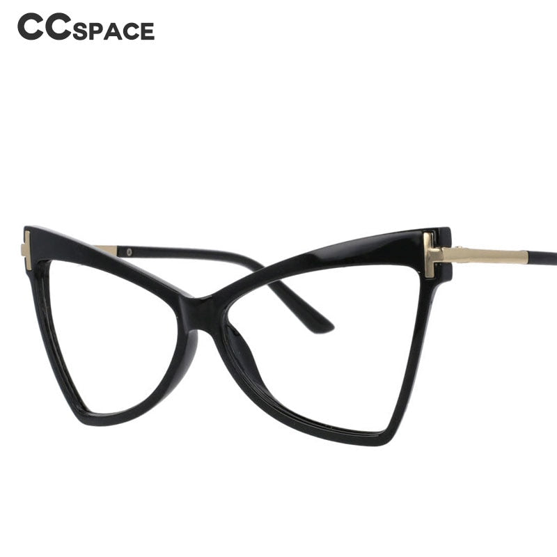 CCSpace Women's Full Rim Oversized Cat Eye Resin Alloy Frame Eyeglasses 51039 Full Rim CCspace   