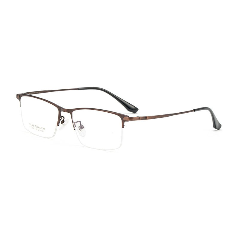 Handoer Unisex Semi Rim Square Titanium Eyeglasses Gt007 Semi Rim Handoer coffee  