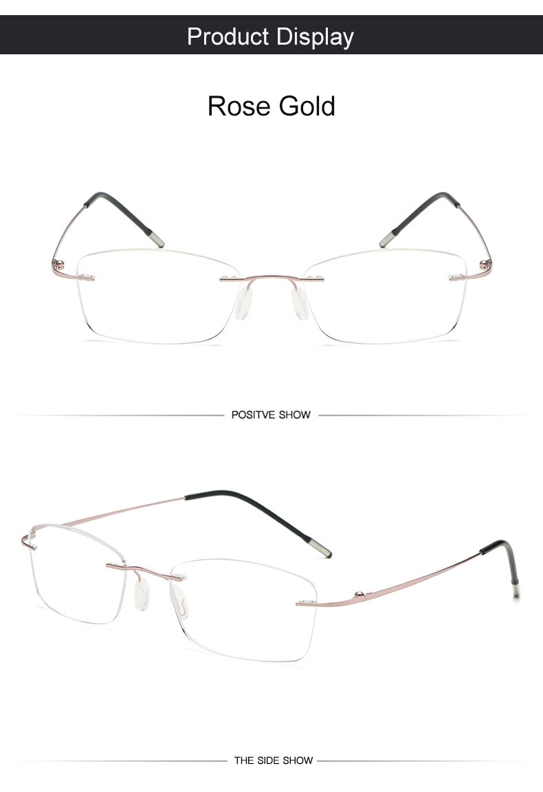 Hdcrafters Unisex Rimless Rectangle Titanium Frame Reading Glasses 8025 Reading Glasses Hdcrafter Eyeglasses   