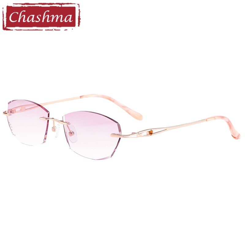 Women's Titanium Rimless Frame Diamond Trimmed Eyeglasses 99101c Rimless Chashma   