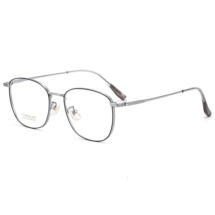 KatKani Unisex Full Rim Titanium Round Frame Eyeglasses  K5013 Full Rim KatKani Eyeglasses Black Silver  