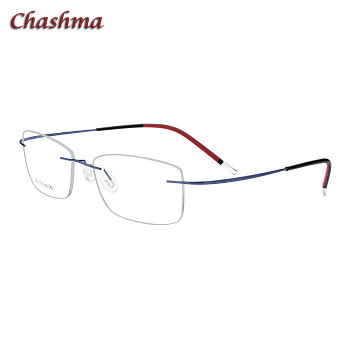 Chashma Ochki Unisex Rimless Square Titanium Eyeglasses 9609 Rimless Chashma Ochki Blue  