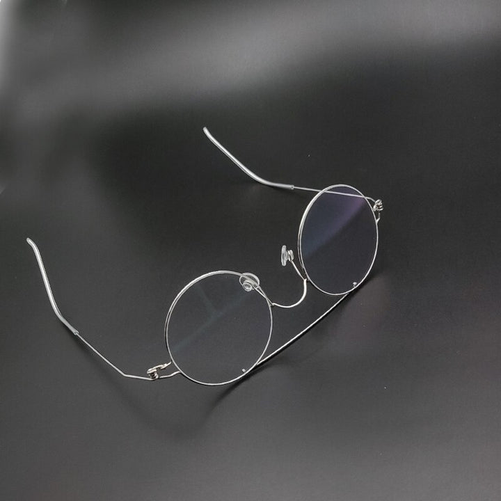 Unisex Handcrafted Steel Round Double Bridge Frame Eyeglasses Customizable Lenses Frame Yujo   