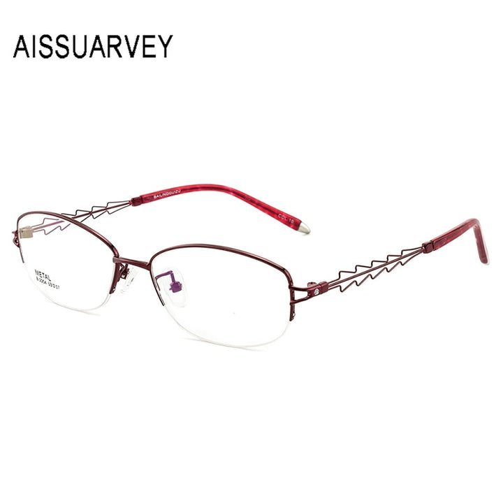 Aissuarvey Women's Semi Rim Rectangle Hollow Alloy Eyeglasses As1561571 Semi Rim Aissuarvey Eyeglasses   