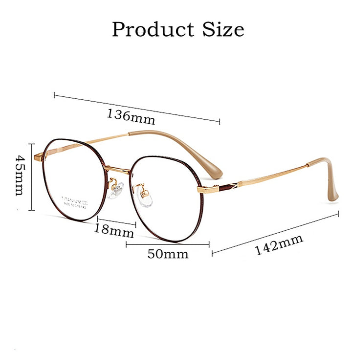 Yimaruili Unisex Full Rim Round Titanium IP Frame Eyeglasses 8630F Full Rim Yimaruili Eyeglasses   