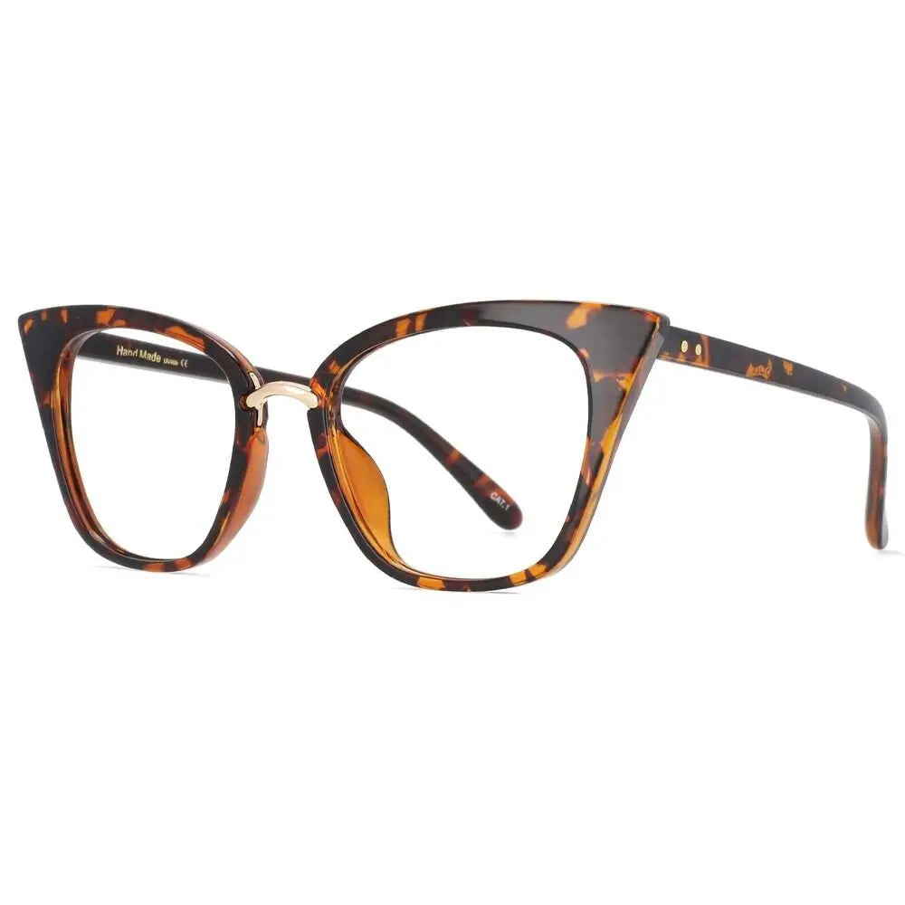 CCspace Women's Full Rim Square Cat Eye Tr 90 Titanium Frame Eyeglasses 47959 - Leopard