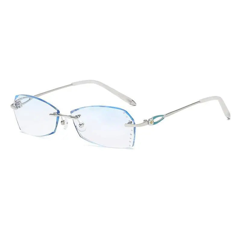 Zirosat 58060 Women's Rimless Eyeglasses Alloy Diamond Cut Tinted Lenses - green diamond cut