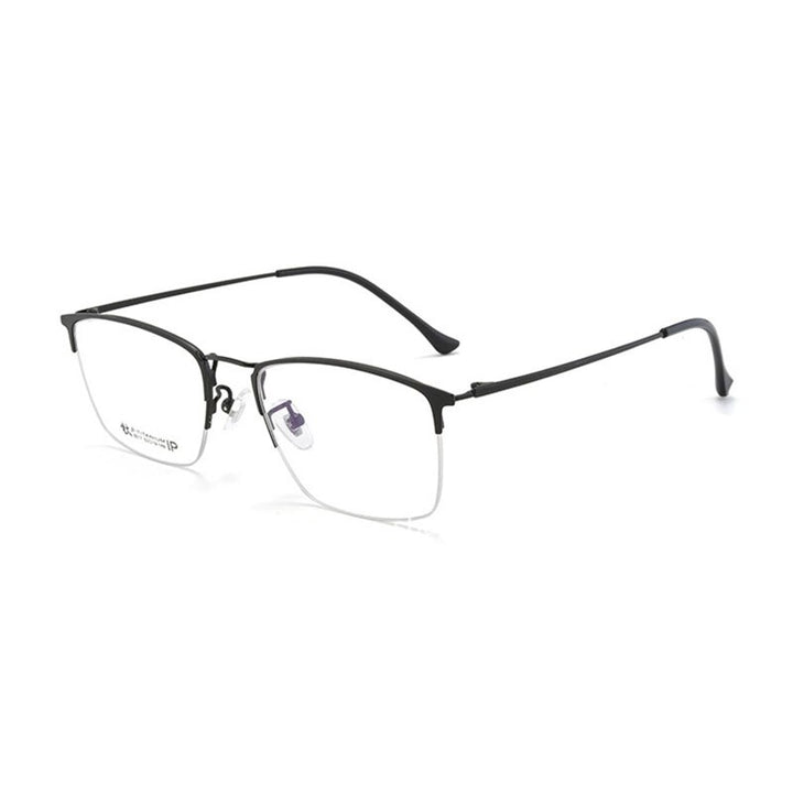 Handoer Unisex Semi Rim Square Titanium Eyeglasses 8017 Semi Rim Handoer Black  