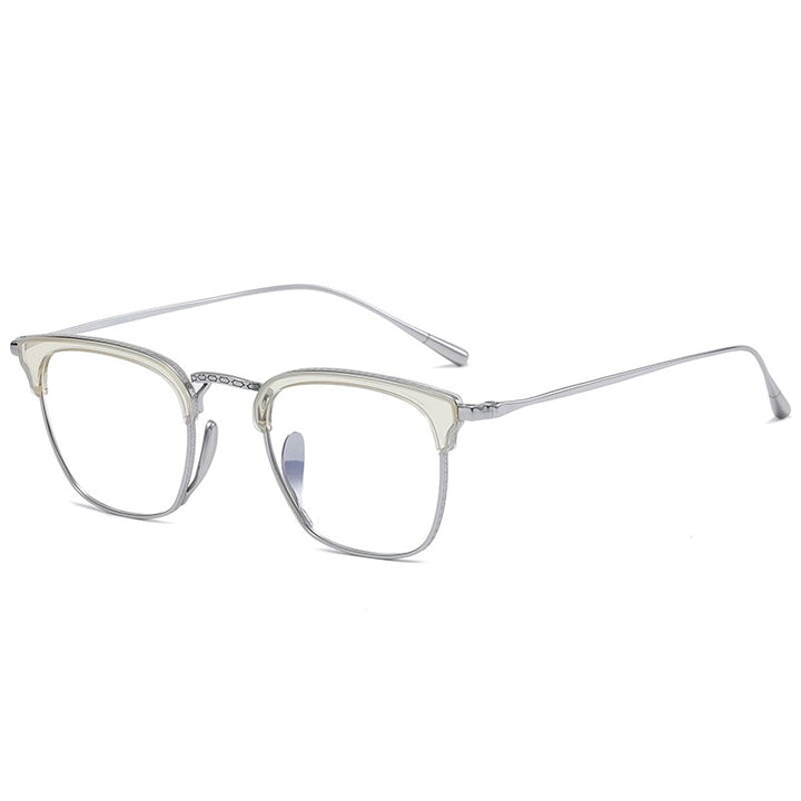 Muzz Men's Full Rim Square Titanium Acetate Frame Eyeglasses 1112 Full Rim Muzz C4  