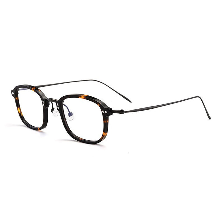 Aissuarvey Full Rim Square Titanium Frame Eyeglasses Unisex Full Rim Aissuarvey Eyeglasses Tortoise gray  