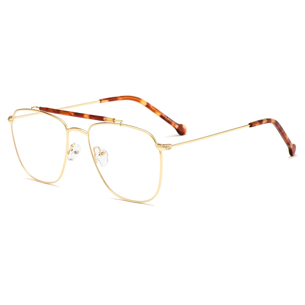 Men's Eyeglasses Retro Double Beam Metal Alloy Pilot Frame M1876 Frame Gmei Optical C24  