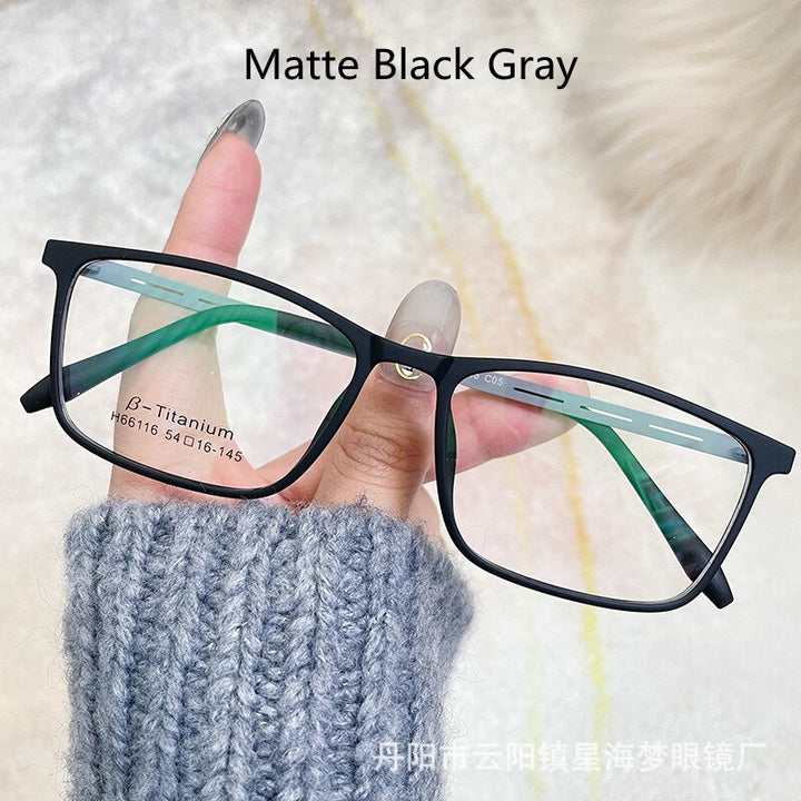 KatKani Unisex Full Rim Rubber β Titanium Frame Eyeglasses H66116 Full Rim KatKani Eyeglasses Matte Black Gray  