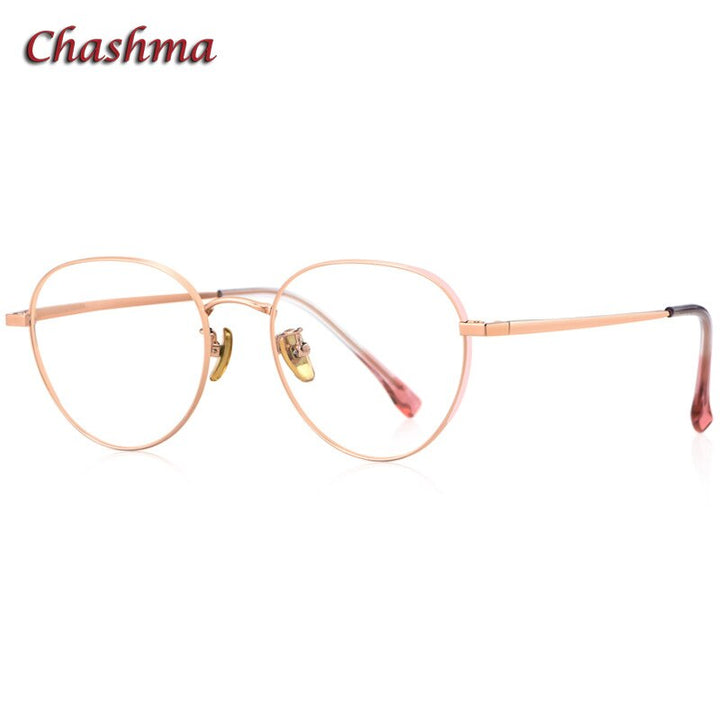 Chashma Ochki Unisex Full Rim Round Titanium Eyeglasses 3927 Full Rim Chashma Ochki Pink Rose Gold  