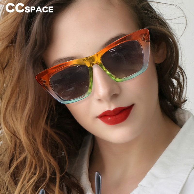 CCspace Women's Full Rim Cat Eye Rivet Acetate Frame Sunglasses 54001 Sunglasses CCspace Sunglasses   