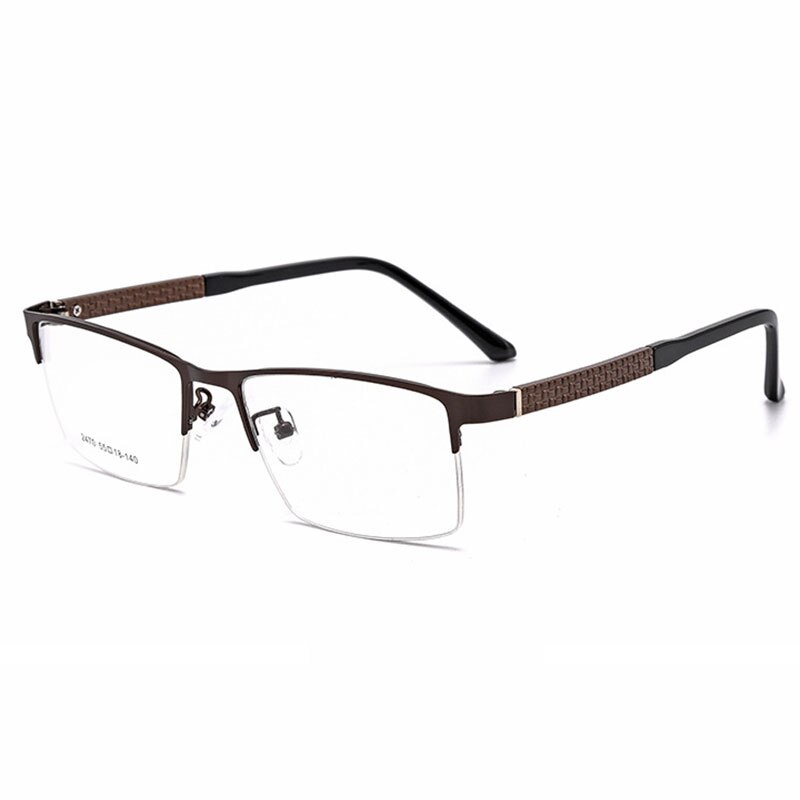 Hotochki Men's Semi Rim Browline Alloy Frame Eyeglasses 2470 Semi Rim Hotochki Coffee  