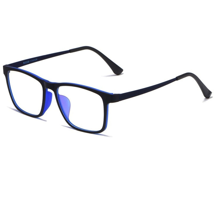 Yimaruili Men's Titanium Rim Square Frame Eyeglasses HR3068 Frame Yimaruili Eyeglasses Black  Blue  