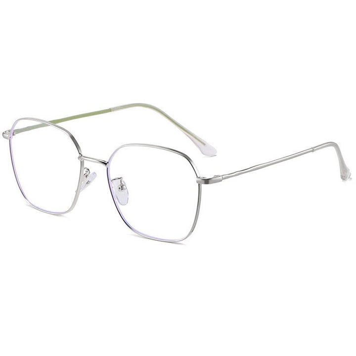 Hotony Unisex Full Rim Alloy Polygonal Frame Eyeglasses Zy9037 Full Rim Hotony Silver  