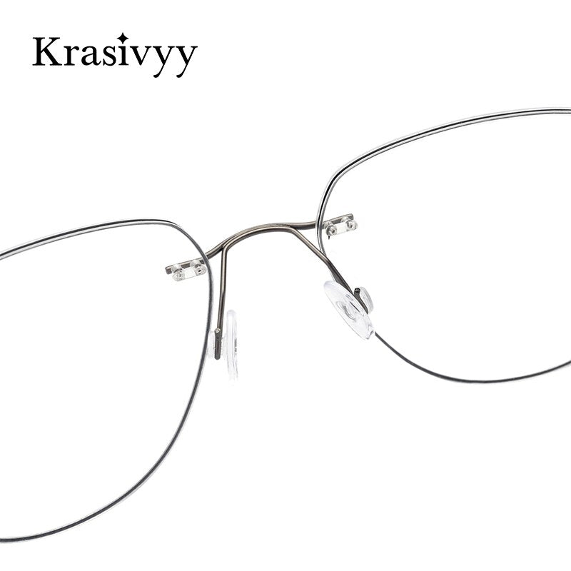 Krasivyy Unisex Rimless Round Square Titanium Eyeglasses Ls03 Rimless Krasivyy   