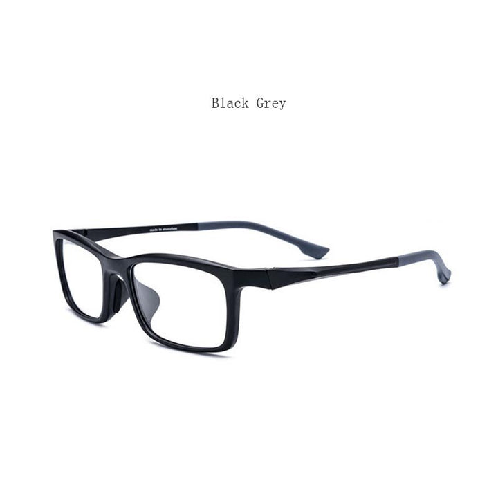 Hdcrafter Men's Full Rim TR 90 Titanium Rectangle Frame Sports Photochromic Custom Lens Eyeglasses 17209 Sport Eyewear Hdcrafter Eyeglasses Black Gray  