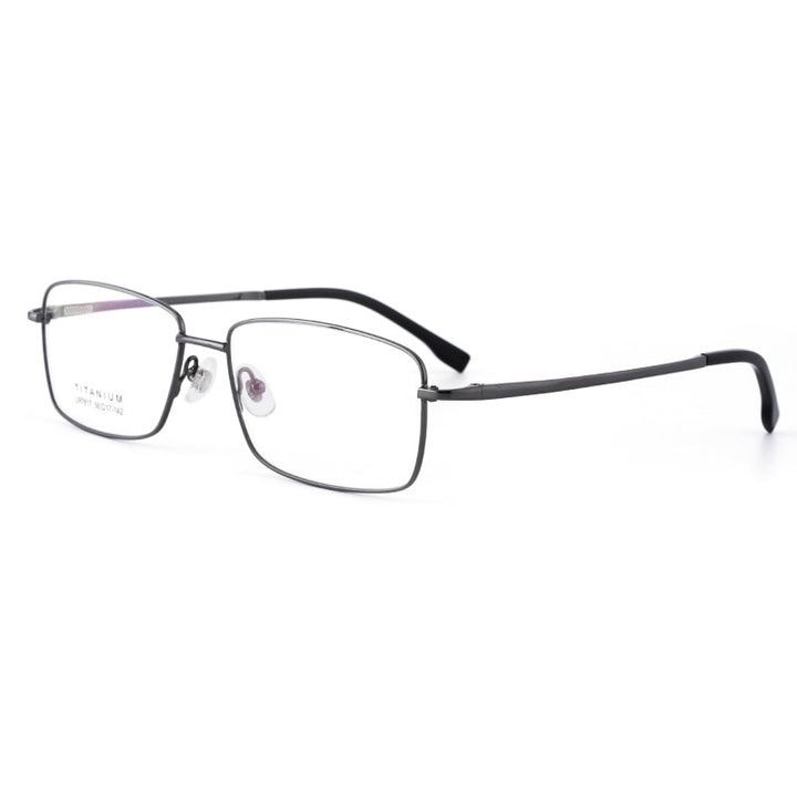 Men's Big Square Full Rim Titanium Frame Eyeglasses LR7817 Full Rim Bclear gray  