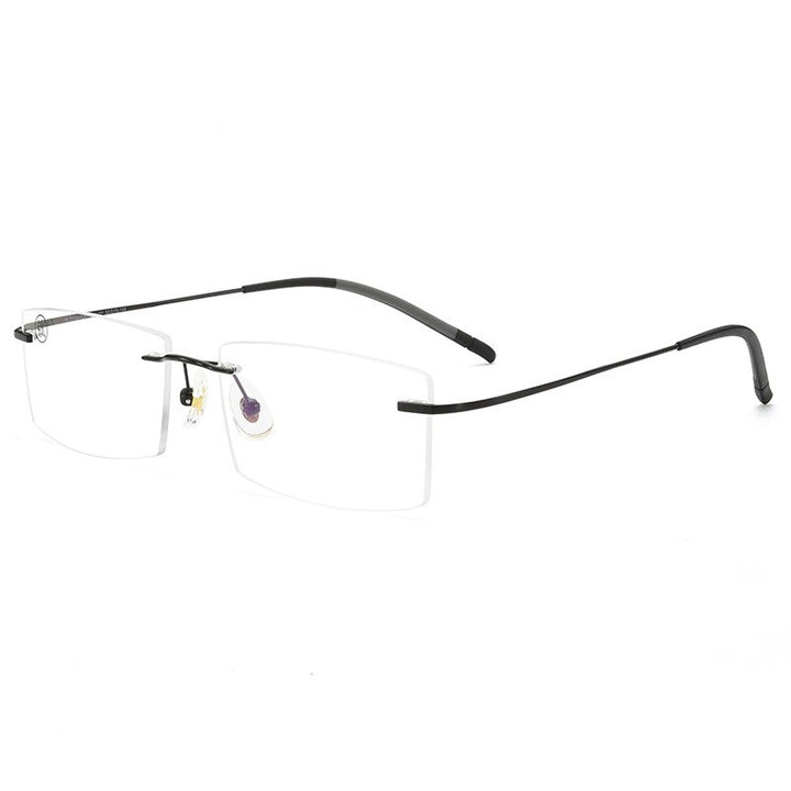 KatKani Men's Rimless IP Titanium AlloySquare Frame Eyeglasses 201703 Rimless KatKani Eyeglasses Black  