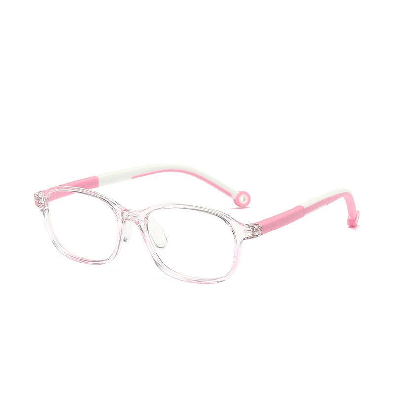 KatKani Children's Unisex Full Rim Silicone Frame Anti Blue Light Eyeglasses Tr17146 Full Rim KatKani Eyeglasses Pink White  