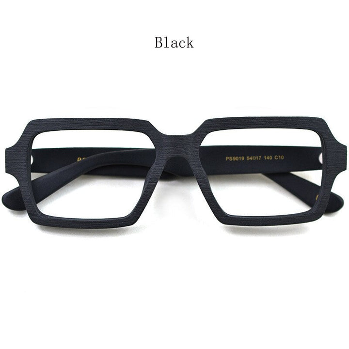 Hdcrafter Unisex Full Rim Oversized Square Wood Frame Eyeglasses Ps9019 Full Rim Hdcrafter Eyeglasses Black  