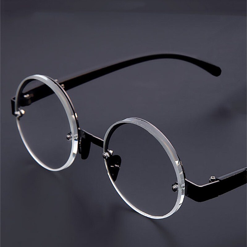 Curtain Unisex Full Rim Round Alloy PC Plastic Hyperopic Reading Glasses 5050 Reading Glasses SunSliver Clear Lens 0 