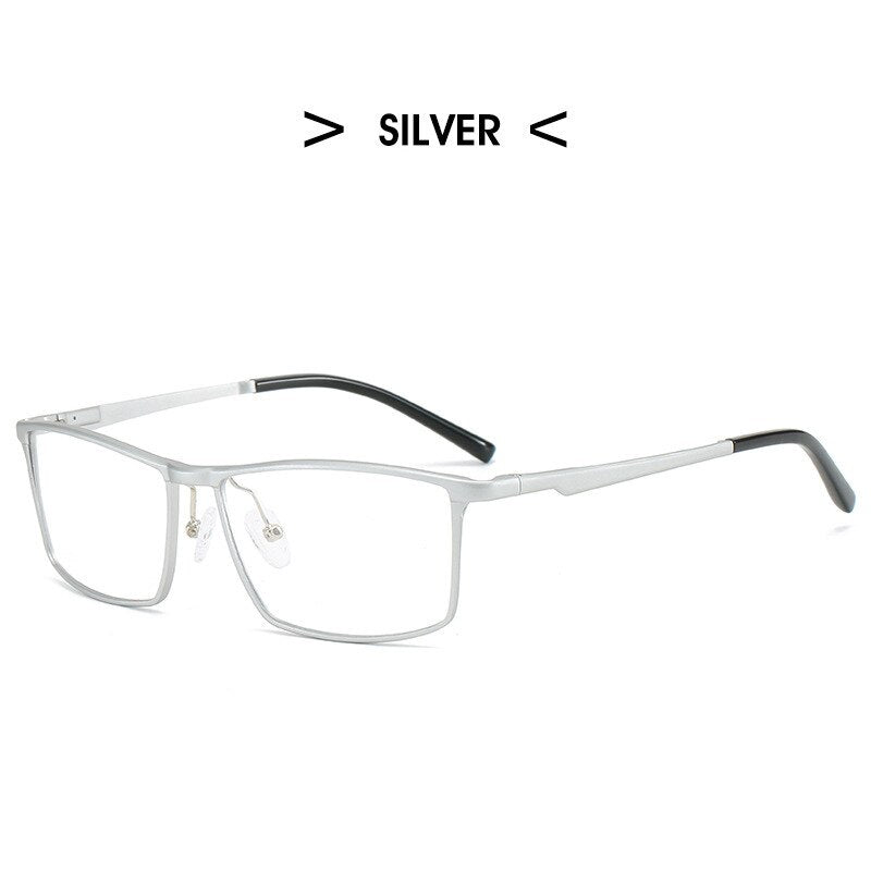 Hdcrafter Men's Full Rim Square Titanium Frame Eyeglasses 6330 Full Rim Hdcrafter Eyeglasses Silver  