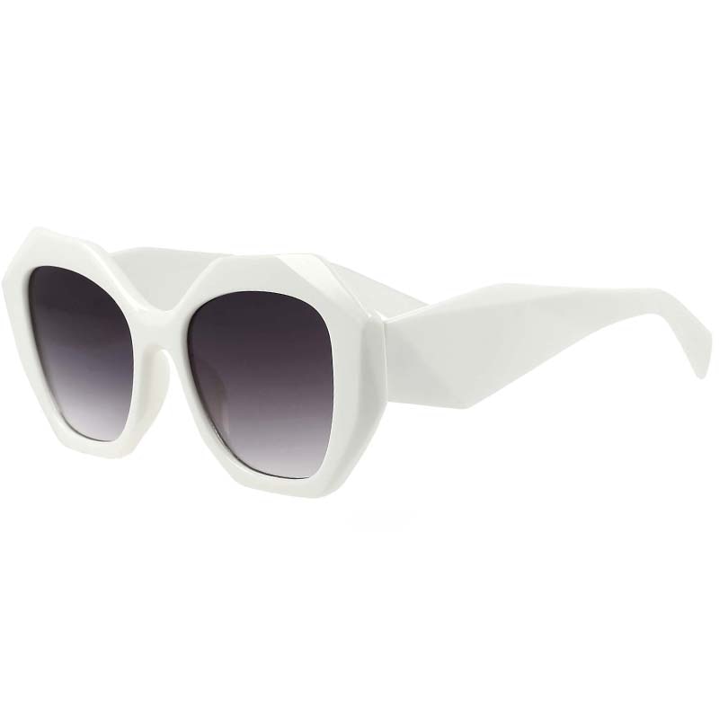 CCSpace Women's Full Rim Oversized Cat Eye Square Acetate Frame Sunglasses 53378 Sunglasses CCspace Sunglasses White Gray  