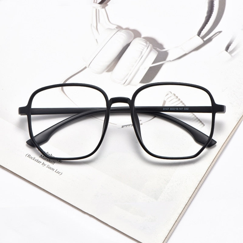 Yimaruili Unisex Full Rim Acetate Polygon Frame Eyeglasses D147 Full Rim Yimaruili Eyeglasses Matte Black  
