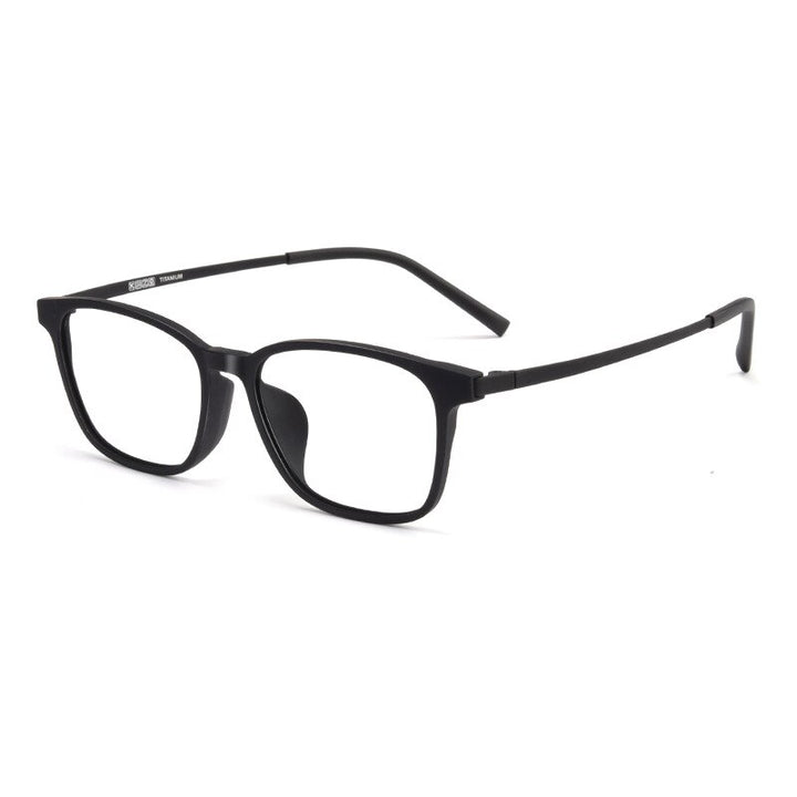 KatKani Unisex Full Rim Titanium TR90 Frame Eyeglasses Hr3095t Full Rim KatKani Eyeglasses Matte Black  