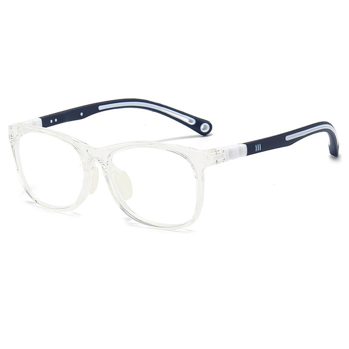 Oveliness Unisex Children's Full Rim Square Tr 90 Silicone Titanium Eyeglasses Trd105 Full Rim Oveliness c7 transparent blue  