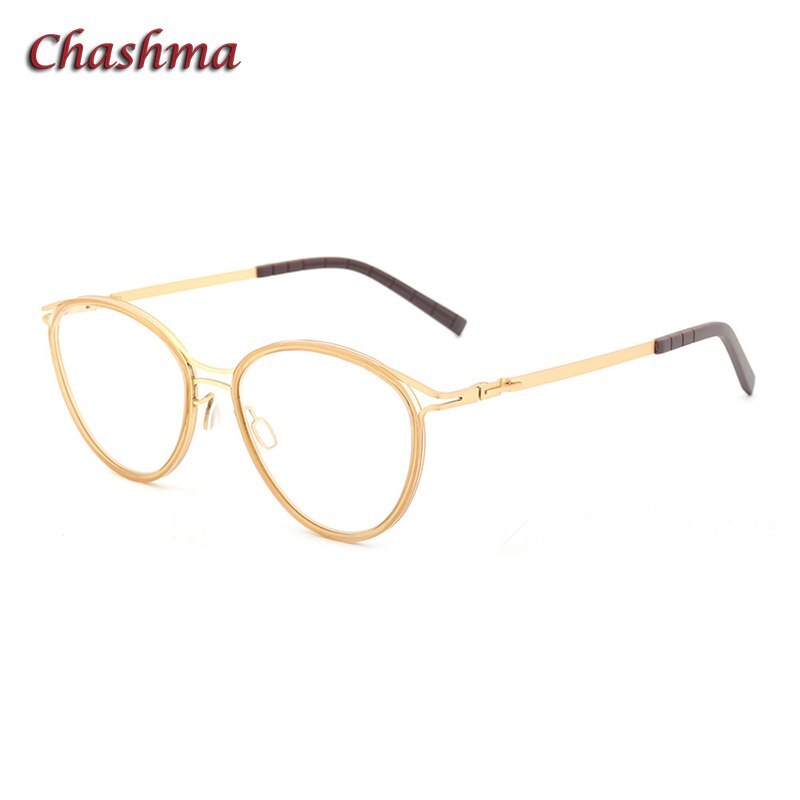 Chashma Ochki Unisex Full Rim Round Acetate Alloy Eyeglasses 8903 Full Rim Chashma Ochki   