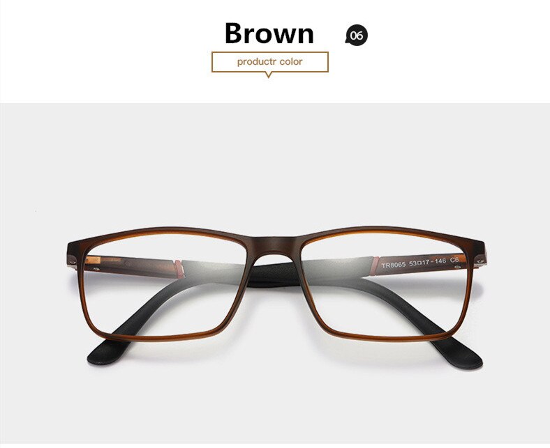 Men's Eyeglasses Oversized Half Frame Square Sports 8065 Sport Eyewear SunnyFunnyDay C6 Brown  