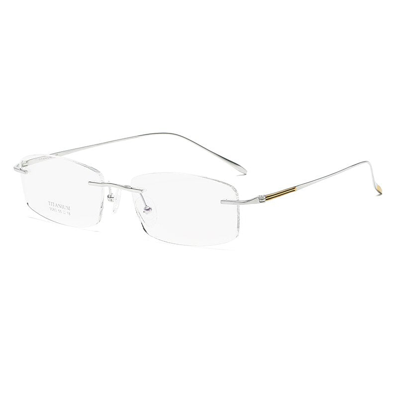 Zirosat 9083 Men's Eyeglasses Titanium Rimless Diamond Trimmed Rimless Zirosat silver  