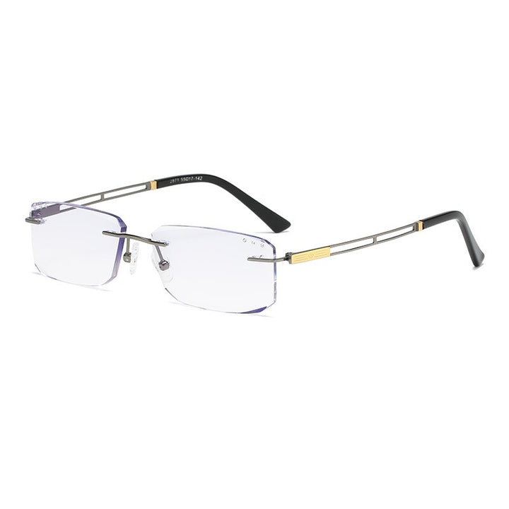 Zirosat 2871 Unisex Eyeglasses Pure Titanium Rimless Square Ultralight Rimless Zirosat   