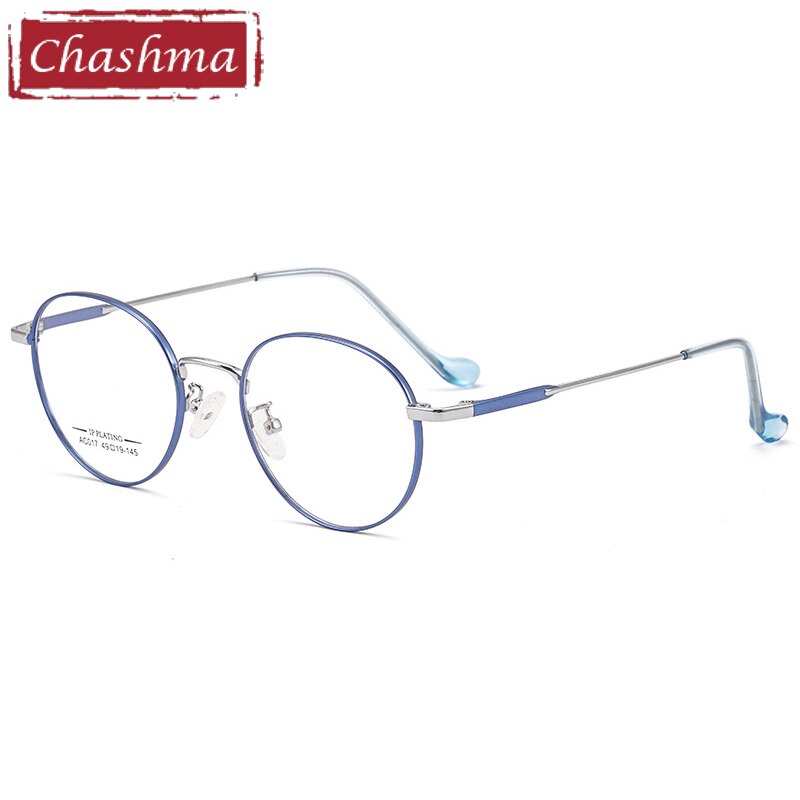 Chashma Ottica Unisex Full Rim Oval Stainless Steel Eyeglasses A017 Full Rim Chashma Ottica Blue Rose Gold  