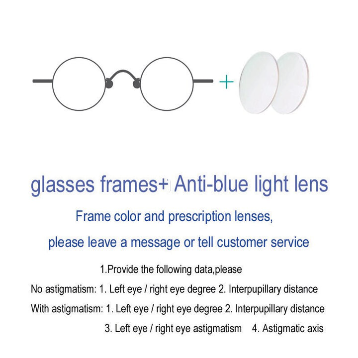 Yujo Unisex Full Rim Small 43mm Round Alloy Eyeglasses Customized Lenses Full Rim Yujo Anti blue light China 